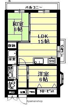 レジデンス荒江(2LDK/3階)の間取り写真
