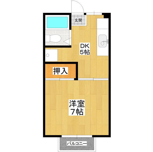 霞ヶ浦ハイツ(1DK/2階)の間取り写真