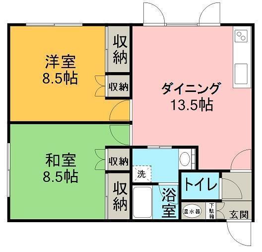 ハイツはまなす(2DK/2階)の間取り写真