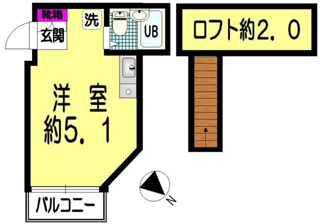 コンフォート板橋(ワンルーム/1階)の間取り写真