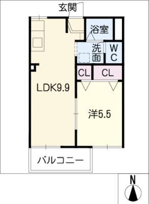 タウニー折戸(1LDK/2階)の間取り写真