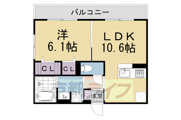 SAKURA COURT北白川(1LDK/1階)の間取り写真