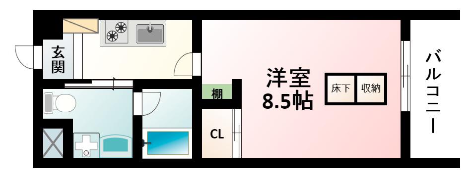 EBYU SHINOSAKA(1K/4階)の間取り写真