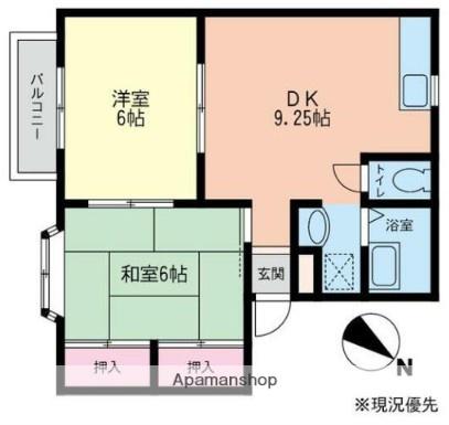グリーンステージ(2DK/2階)の間取り写真