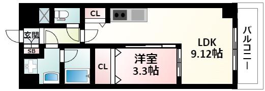 ルミネソレイユ江坂(1LDK/7階)の間取り写真