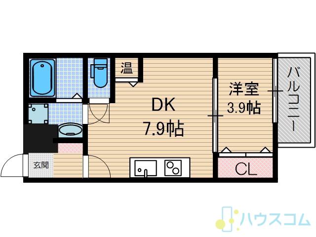 クレアトゥール岸辺1(1DK/1階)の間取り写真