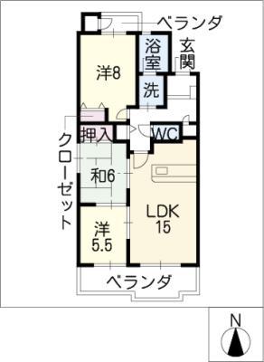 グランドメゾン白壁(3LDK/2階)の間取り写真