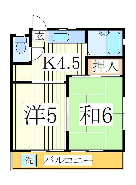 阪東コーポラス(2K/1階)の間取り写真