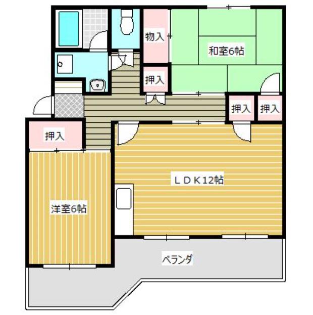 グリーンハイツ飯田(2LDK/2階)の間取り写真
