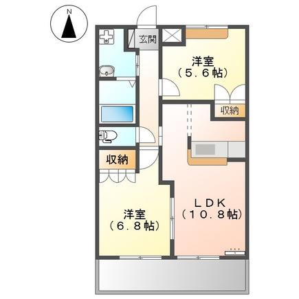 FELICE奥鳥井II番館(2LDK/2階)の間取り写真