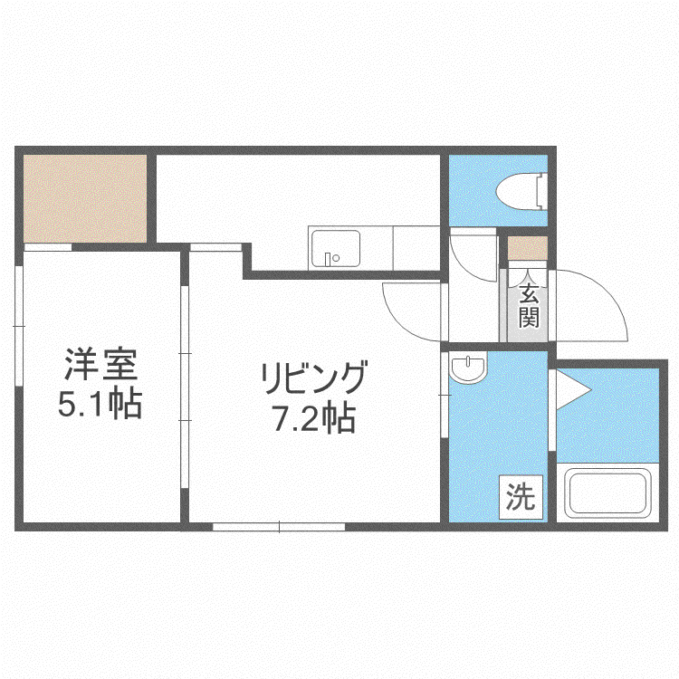 リベルテスクアール七番館(1LDK/3階)の間取り写真