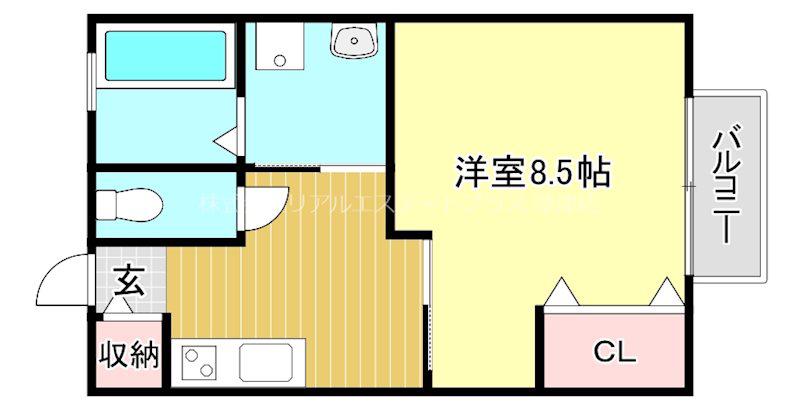 アンテノール(1K/2階)の間取り写真