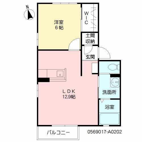 まほろば I(1LDK/2階)の間取り写真
