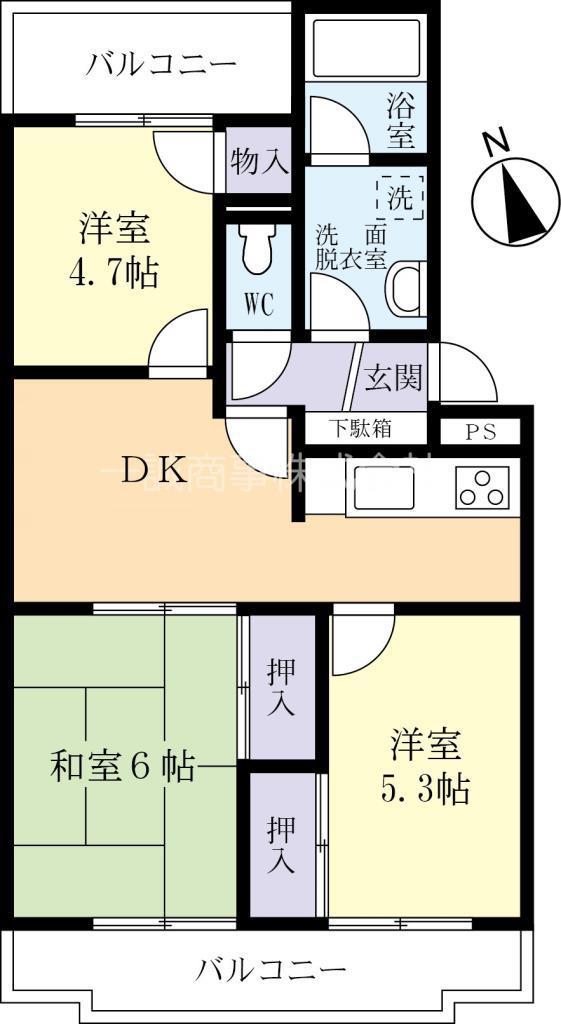 山本マンション(3DK/3階)の間取り写真