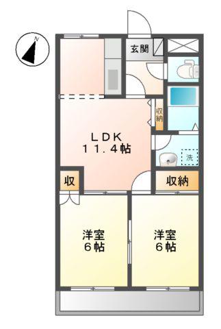 シャトーメゾン(2LDK/3階)の間取り写真
