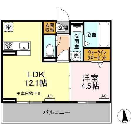 BRISA(1LDK/3階)の間取り写真