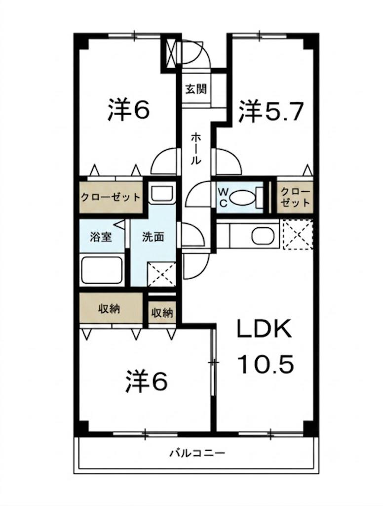 パラッツォ大安寺(3LDK/4階)の間取り写真