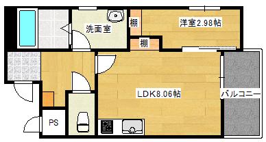 シンビ高須駅前II(1LDK/2階)の間取り写真