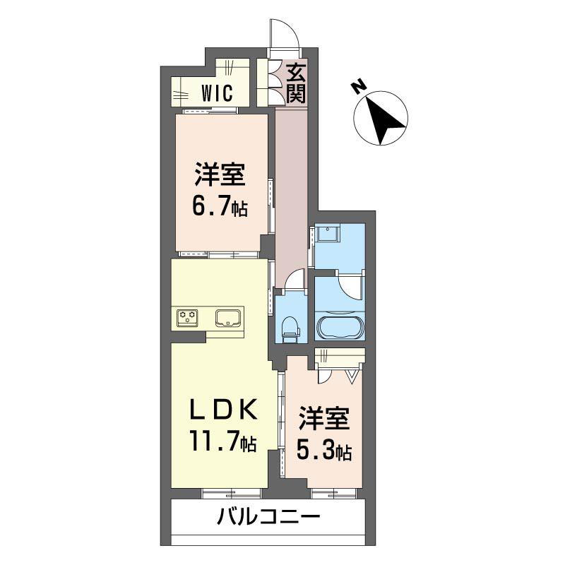 ティエンポ フェリズ I(2LDK/4階)の間取り写真