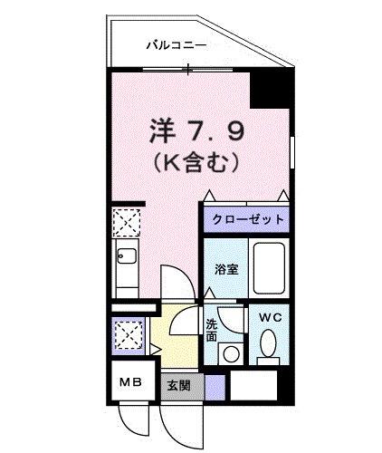 IRIE武蔵野(ワンルーム/2階)の間取り写真