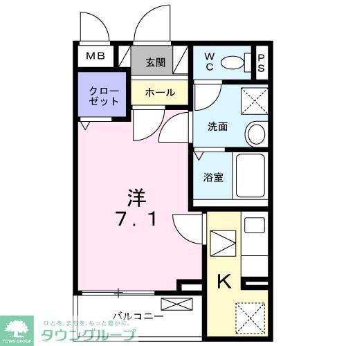 エスポワール(1K/2階)の間取り写真