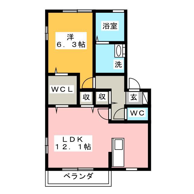 ハーモネストD(1LDK/2階)の間取り写真