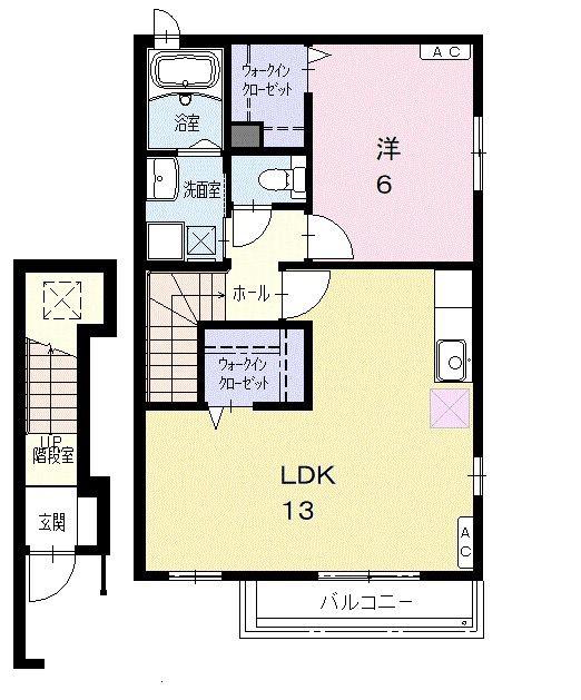 メゾンいずみ(1LDK/2階)の間取り写真
