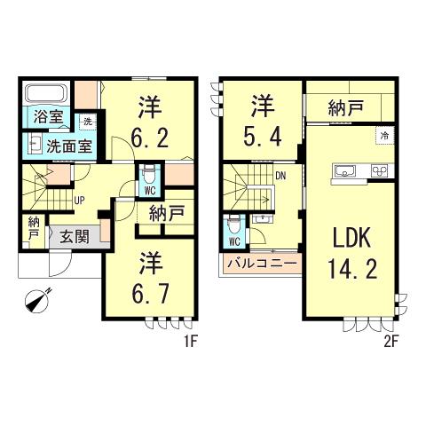 芦屋川ガーデンヒルズ(3LDK/1階)の間取り写真