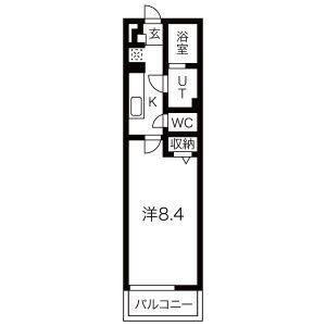 グラディオ岩塚(1K/3階)の間取り写真