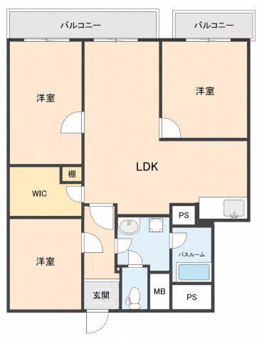 スカイコート大手町(3SLDK/2階)の間取り写真