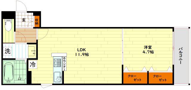 ドゥ・ルミエール新森(1LDK/3階)の間取り写真