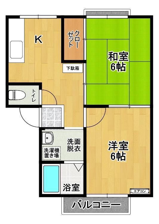 ファーストパレスII A棟(2K/1階)の間取り写真