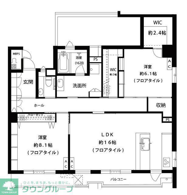 サウスコンフォート三鷹(2LDK/13階)の間取り写真