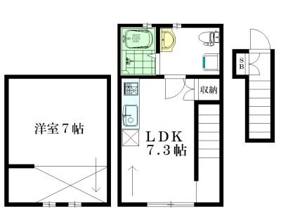 クレアシオン経堂(1LDK/2階)の間取り写真