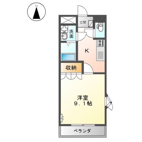 プレザンス(1K/2階)の間取り写真