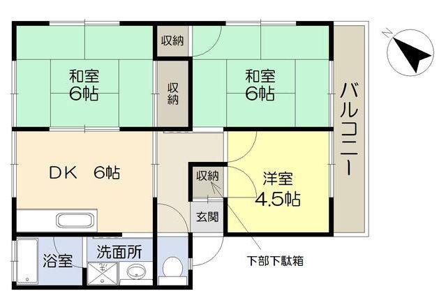 いわたコーポ2号棟(3DK/2階)の間取り写真