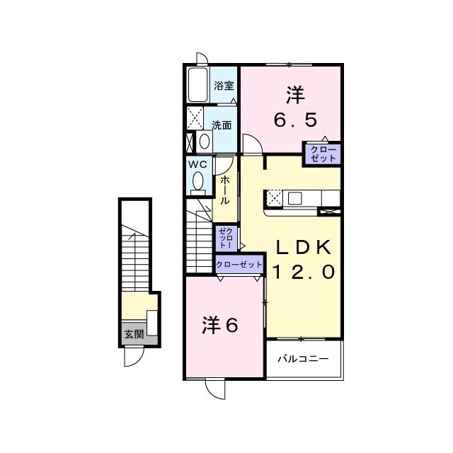 富夢想家弐番館(2LDK/2階)の間取り写真