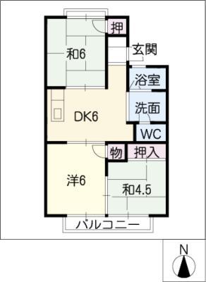 フラットキムラ(3DK/1階)の間取り写真