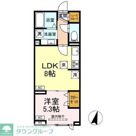 グラナーデ西瑞江(1LDK/1階)の間取り写真
