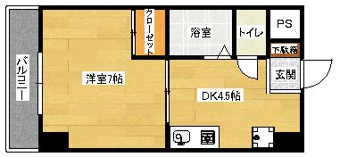 エスコート西原(1DK/3階)の間取り写真