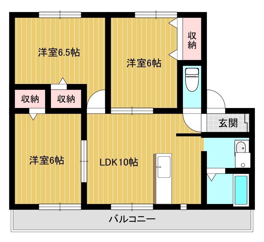 エスポワール飯野中央(3LDK/2階)の間取り写真