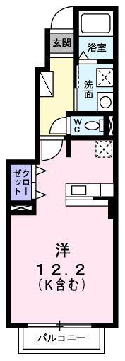 ルミエールI(1K/1階)の間取り写真