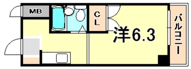 アーチ立花II(ワンルーム/3階)の間取り写真