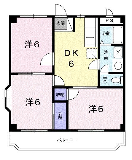 スカイマンション岡田(3DK/3階)の間取り写真