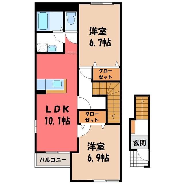 アップヒルズ(2LDK/2階)の間取り写真