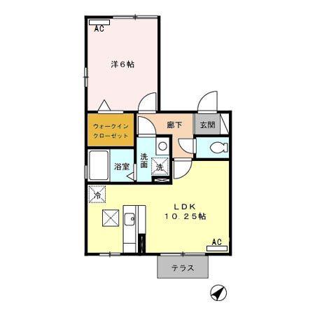 リビングタウン愛野南 B(1LDK/1階)の間取り写真
