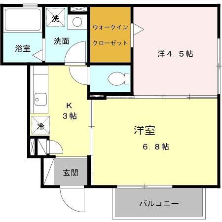 トレゾール(2K/1階)の間取り写真