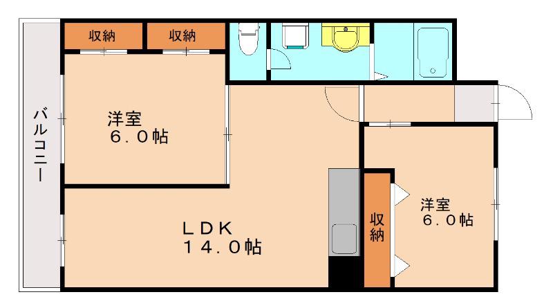 アーバンハイツ四王寺(2LDK/2階)の間取り写真