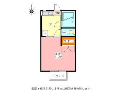 グリーンハイツ(1DK/2階)の間取り写真