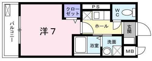 フラウム高田西(1K/2階)の間取り写真